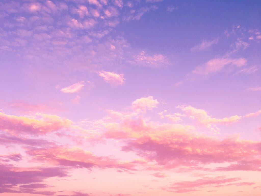 Pink and purple clouds in evening sky